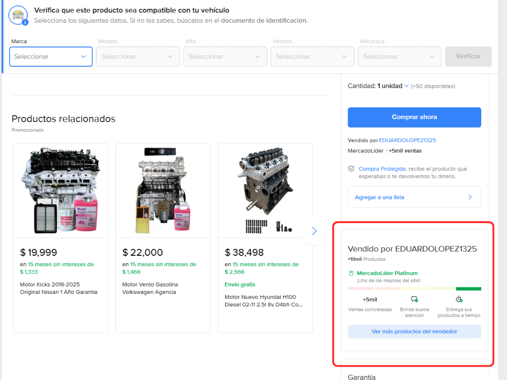 Reputacion del vendedor Reputación del vendedor
